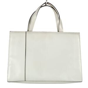 Louvier Paris White Genuine Leather Structured Shoulder Bag White Vintage 10x14